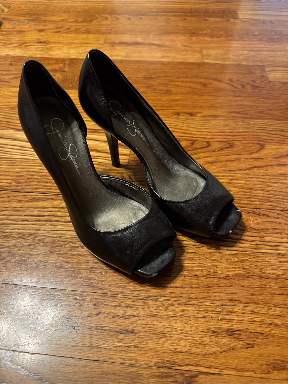 Jessica Simpson Black Peep-Toe Stiletto Pumps